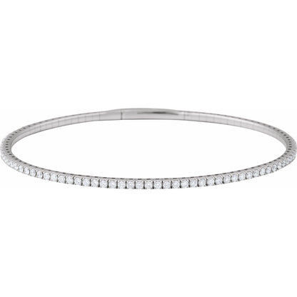 2 CTW Lab-Grown Diamond Flexible Bangle 7" Bracelet (BRC1002)