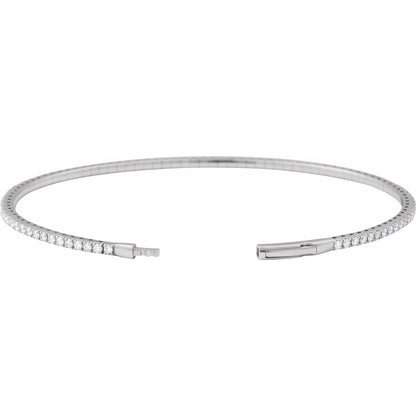 2 CTW Lab-Grown Diamond Flexible Bangle 7" Bracelet (BRC1002)