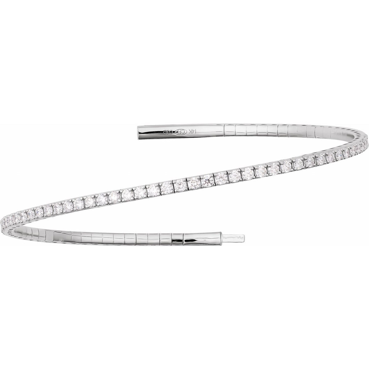 3 CTW Lab-Grown Diamond Flexible Bangle 7" Bracelet (BRC1002)