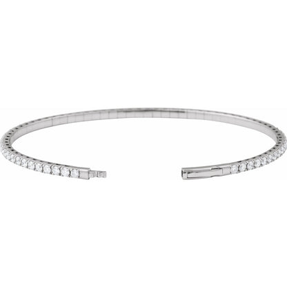 3 CTW Lab-Grown Diamond Flexible Bangle 7" Bracelet (BRC1002)