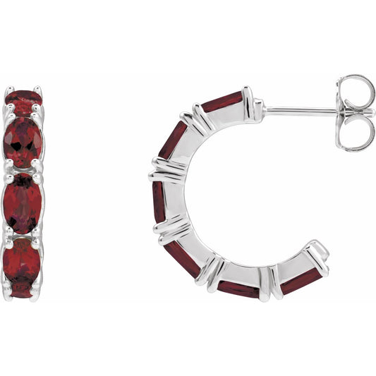 Natural Mozambique Garnet Hoop Earrings