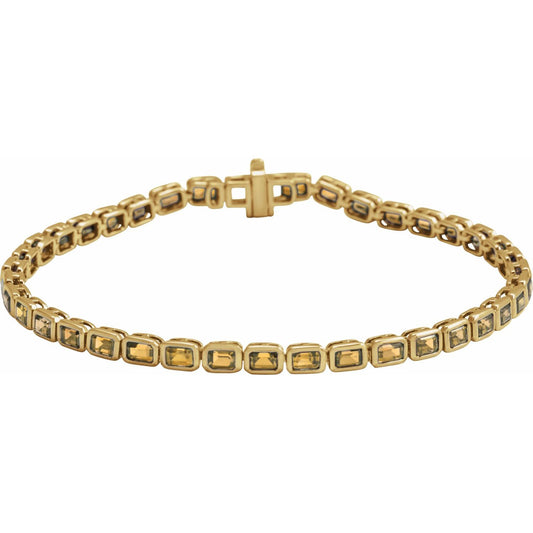14K Yellow Gold Natural Citrine Line 7" Bracelet