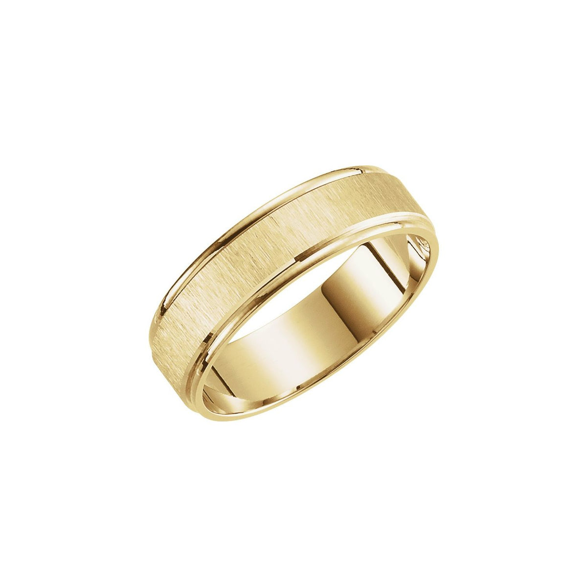 Grooved Lightweight Comfort-Fit Flat Band, 6 mm