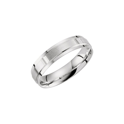 10K White Gold Grooved Band