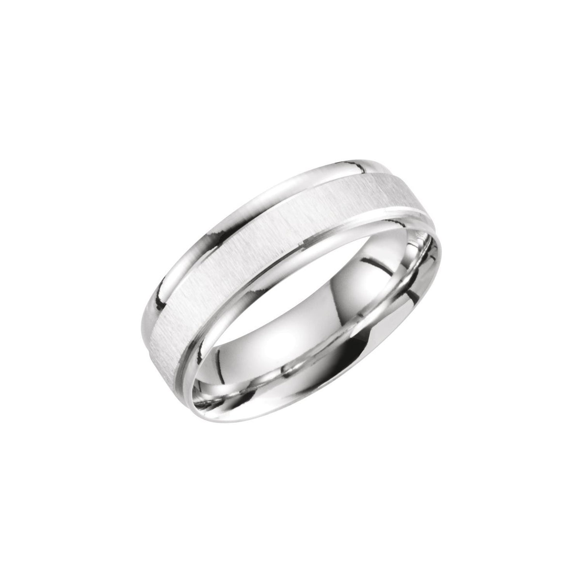 Grooved Lightweight Comfort-Fit Flat Band, 6 mm, Satin Finish