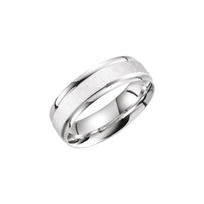 Grooved Lightweight Comfort-Fit Flat Band, 6 mm, Satin Finish