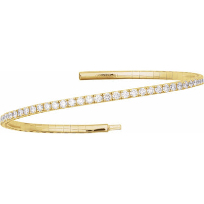 1 CTW Lab-Grown Diamond Flexible Bangle 7" Bracelet