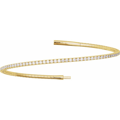 2 CTW Lab-Grown Diamond Flexible Bangle 7" Bracelet (BRC1002)