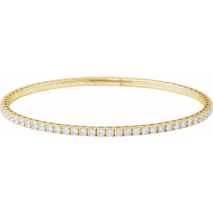 3 CTW Lab-Grown Diamond Flexible Bangle 7" Bracelet (BRC1002)