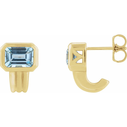 14K Yellow Gold Natural Sky Blue Topaz Earrings