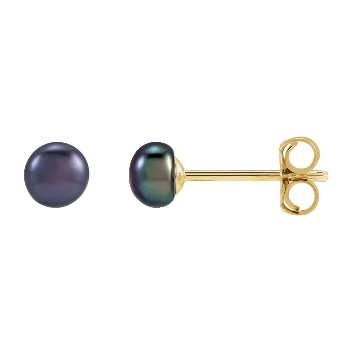 3.5- Cultured Black Freshwater Button Pearl Earrings