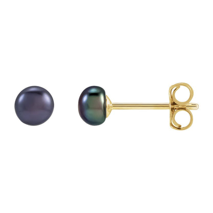 3.5- Cultured Black Freshwater Button Pearl Earrings