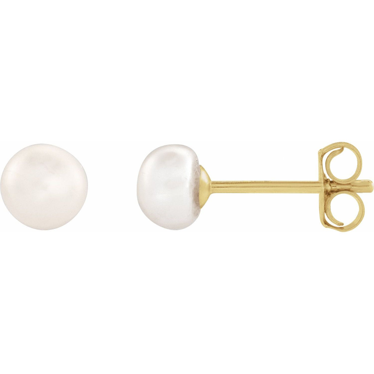4- Cultured White Freshwater Button Pearl Earrings