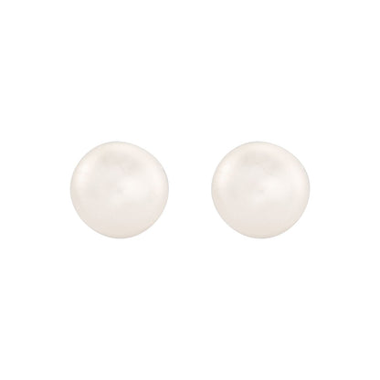4- Cultured White Freshwater Button Pearl Earrings