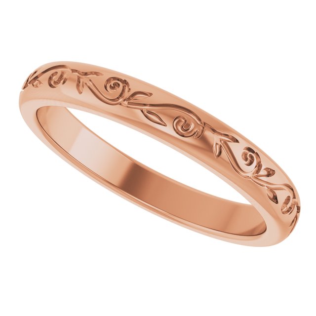 Matching Band, 3 mm, Solitaire Floral Engagement