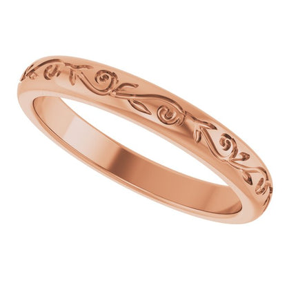 Matching Band, 3 mm, Solitaire Floral Engagement