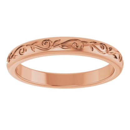 Matching Band, 3 mm, Solitaire Floral Engagement
