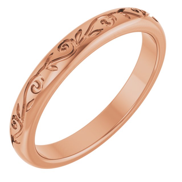 Matching Band, 3 mm, Solitaire Floral Engagement