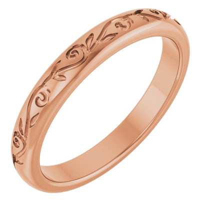 Matching Band, 3 mm, Solitaire Floral Engagement