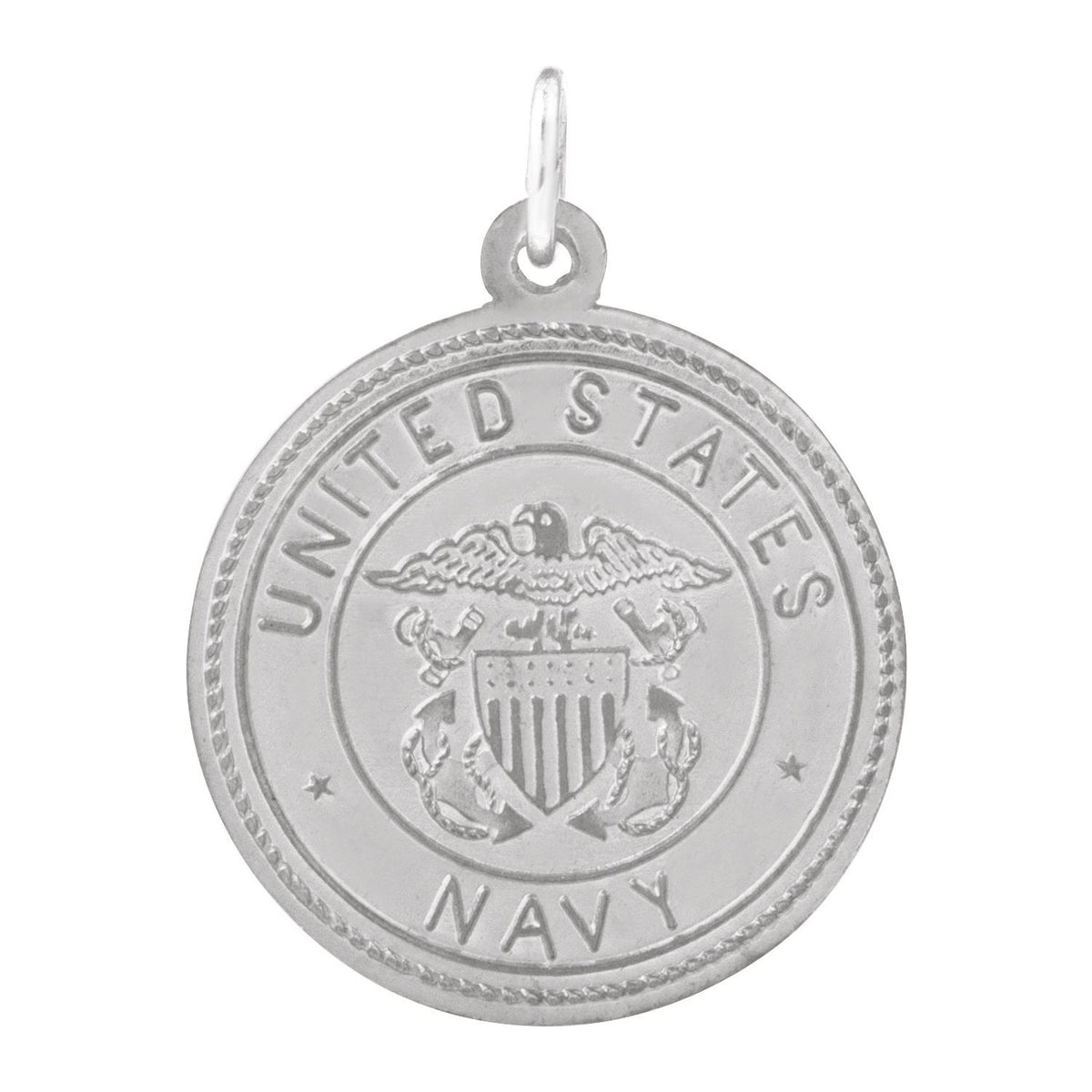 Sterling Silver Round St. Christopher Medal U.S. Navy Medal