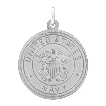 Sterling Silver Round St. Christopher Medal U.S. Navy Medal