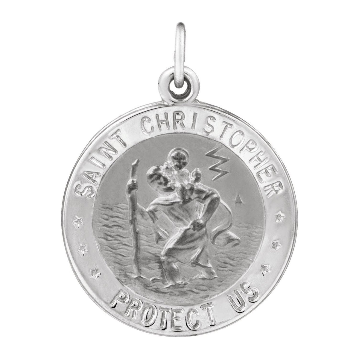 Sterling Silver Round St. Christopher Medal U.S. Navy Medal