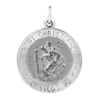 Sterling Silver Round St. Christopher Medal U.S. Navy Medal
