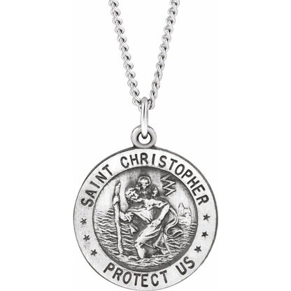 Sterling Silver Round St. Christopher Medal U.S. Navy Medal