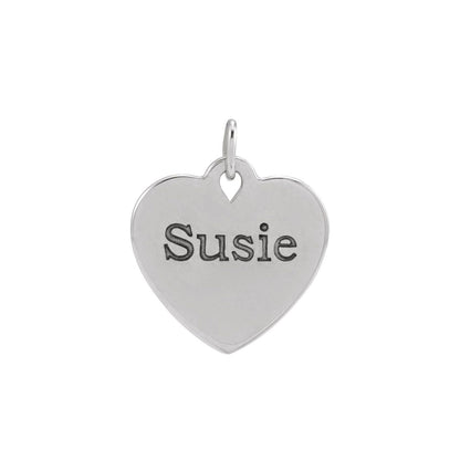 14K White Gold Engravable Floral Heart Pendant