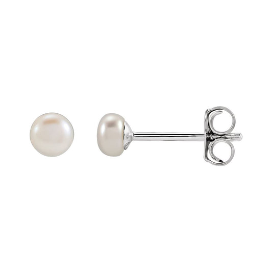 3.5- Cultured White Freshwater Button Pearl Earrings