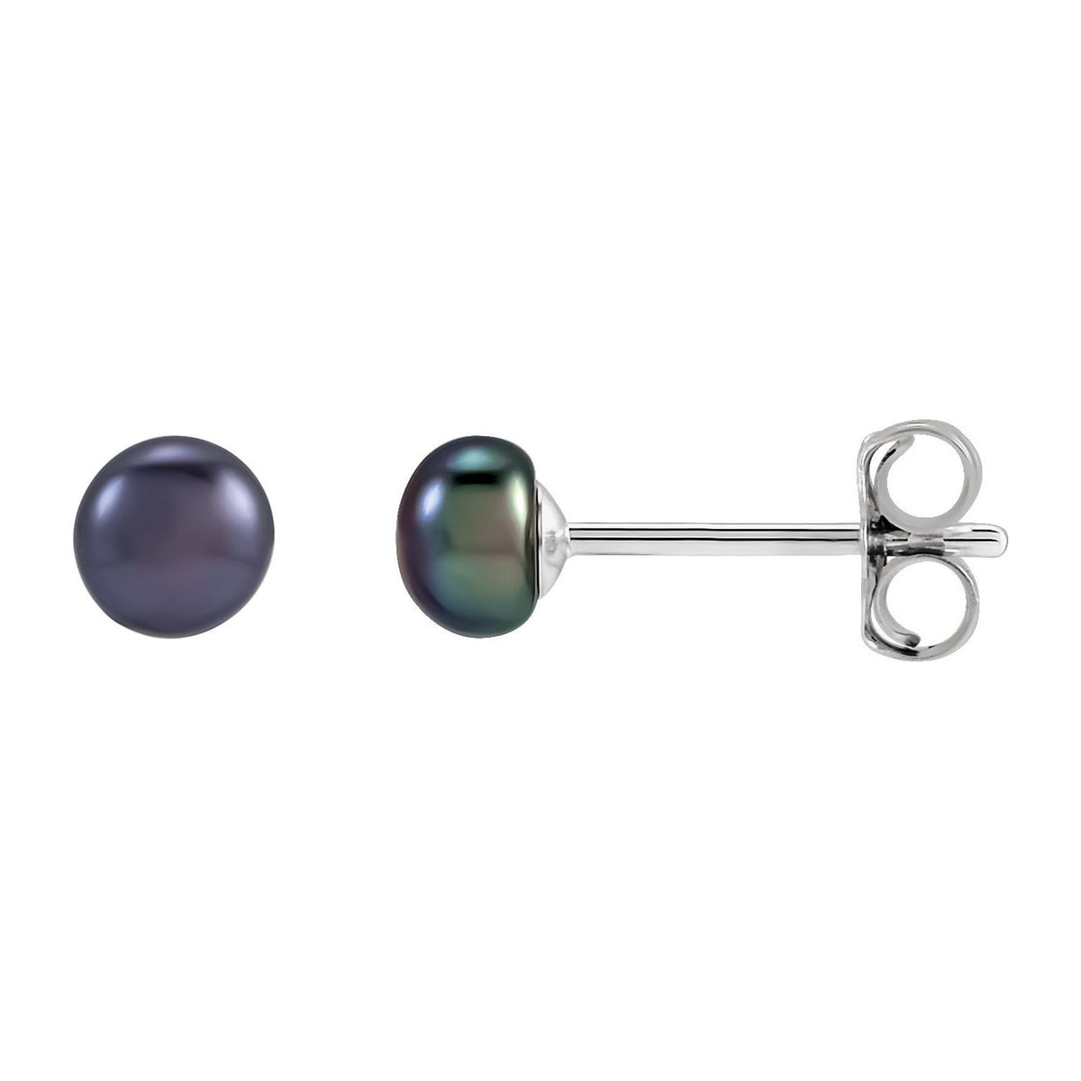 3.5- Cultured Black Freshwater Button Pearl Earrings