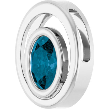 14K White Gold Natural London Blue Topaz Solitaire Slide Pendant