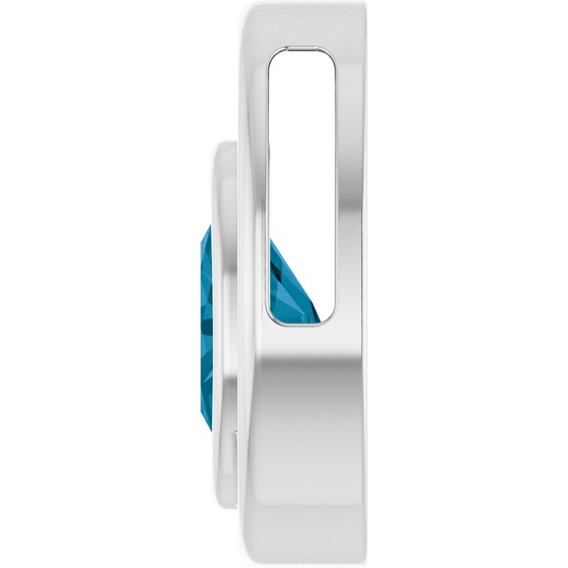 14K White Gold Natural London Blue Topaz Solitaire Slide Pendant