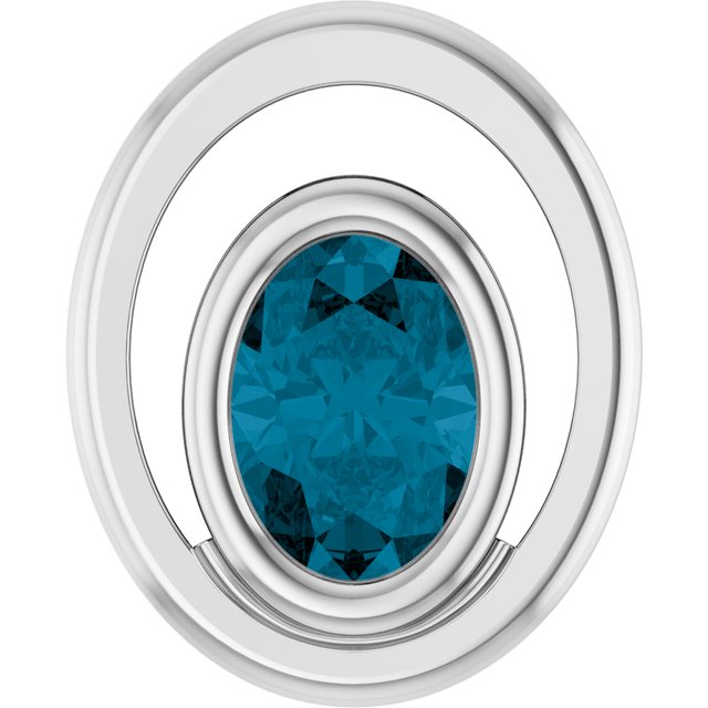 14K White Gold Natural London Blue Topaz Solitaire Slide Pendant
