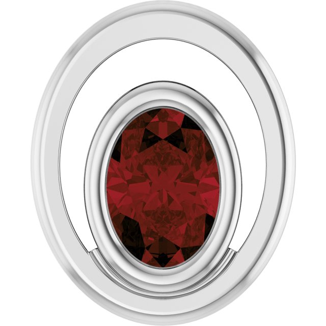 14K White Gold Natural Mozambique Garnet Solitaire Slide Pendant