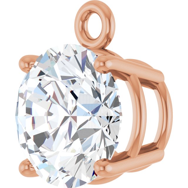 14K Rose Gold 1 CT Natural Diamond 4-Prong Basket Dangle