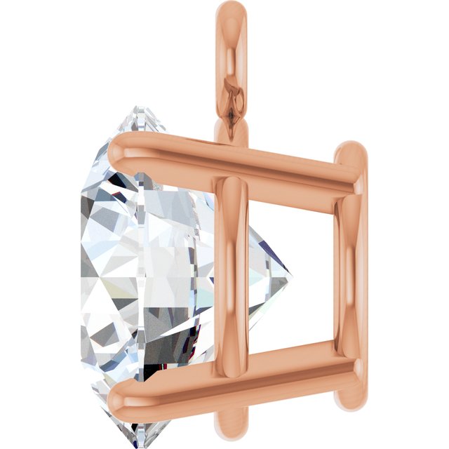 14K Rose Gold 1 CT Lab-Grown Diamond 4-Prong Basket Dangle