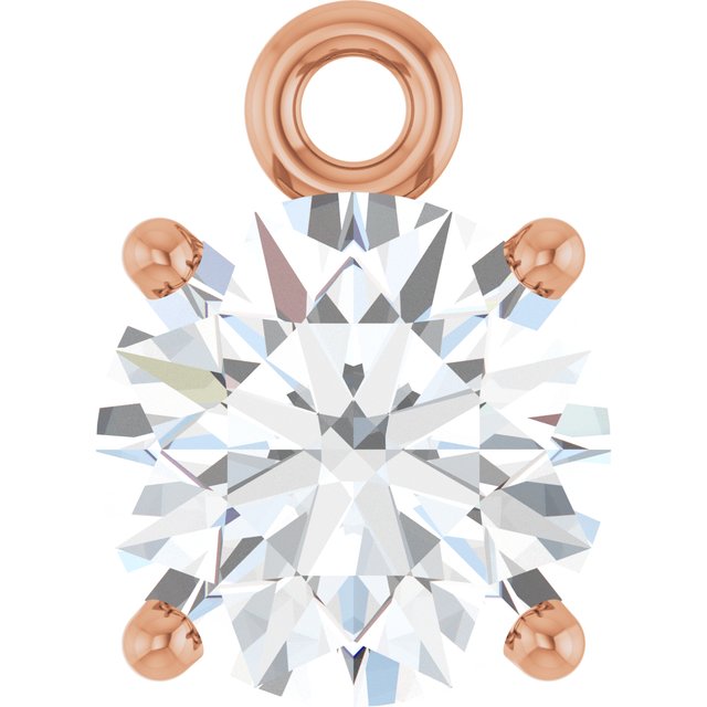 14K Rose Gold 5/8 CT Natural Diamond 4-Prong Basket Dangle