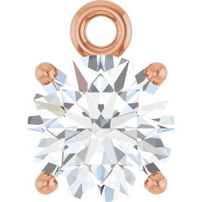 14K Rose Gold 5/8 CT Lab-Grown Diamond 4-Prong Basket Dangle