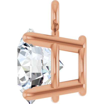 14K Rose Gold 5/8 CT Lab-Grown Diamond 4-Prong Basket Dangle
