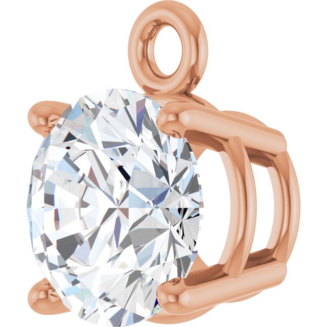 14K Rose Gold 5/8 CT Natural Diamond 4-Prong Basket Dangle