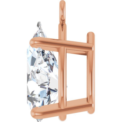 1 CT Natural Diamond 4-Prong Dangle, 5.1 mm x 9.2 mm