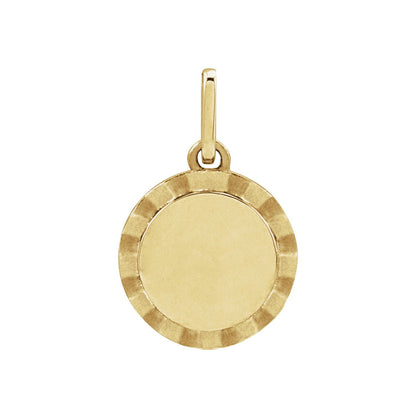14K Yellow Gold Engravable Sunburst Charm/Pendant
