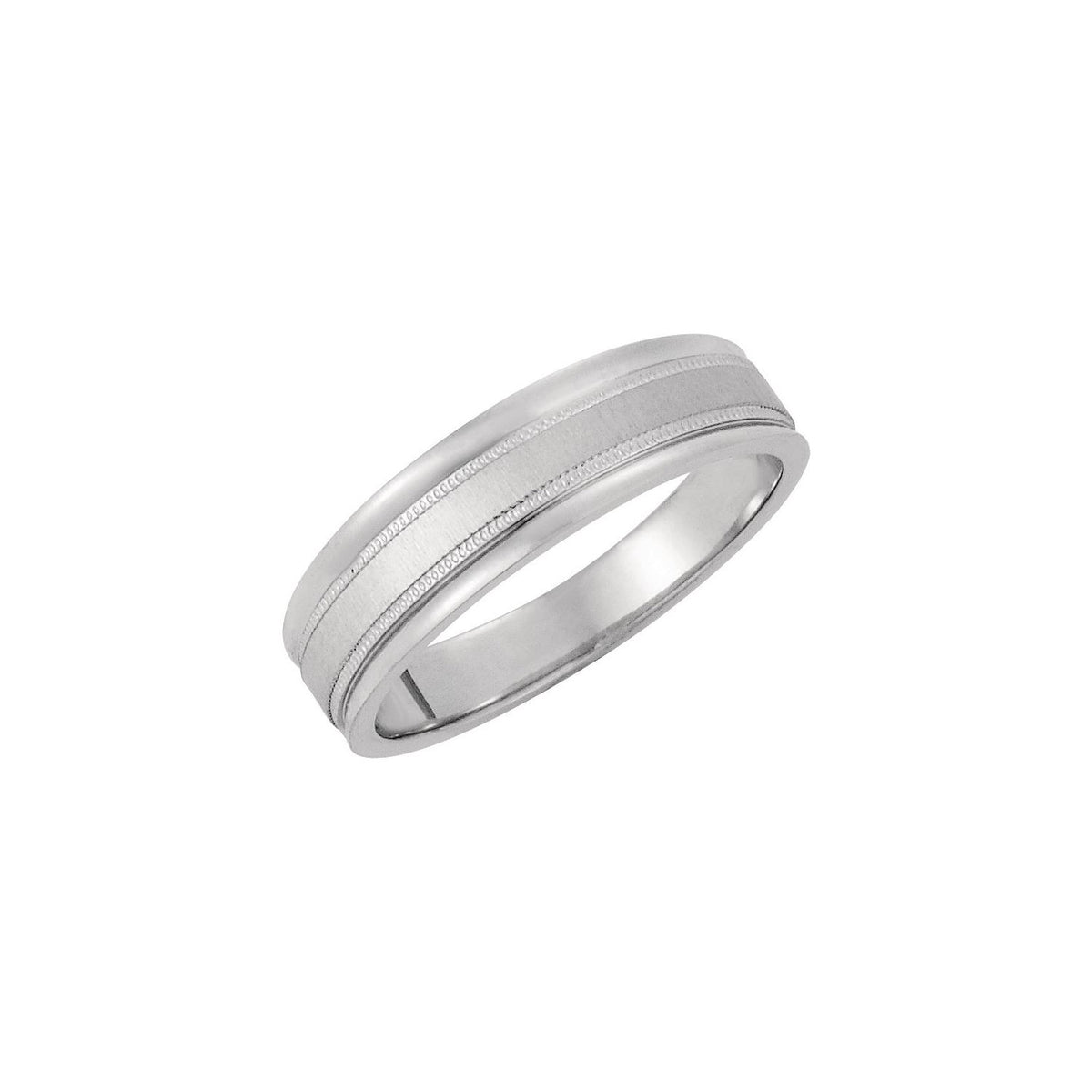 Platinum Milgrain Grooved Tapered Flat Band