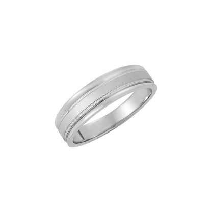 Platinum Milgrain Grooved Tapered Flat Band