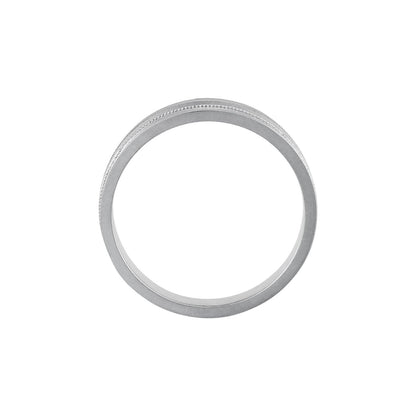 Platinum Milgrain Grooved Tapered Flat Band