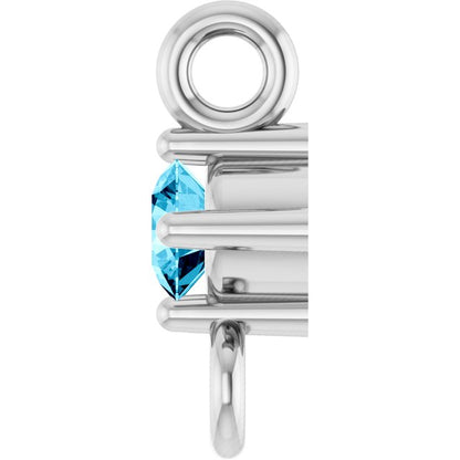Natural Aquamarine Link, 3 mm x 6.4 mm