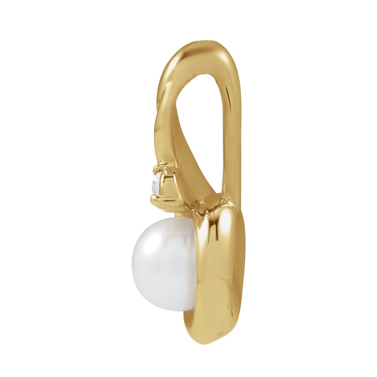 14K Yellow Gold Cultured Akoya Pearl & .04 CTW :: 0.04 CTW Pendant