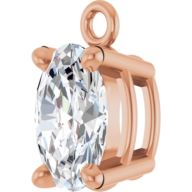 3/8 CT Natural Diamond 4-Prong Dangle, 4.1 mm x 7.8 mm