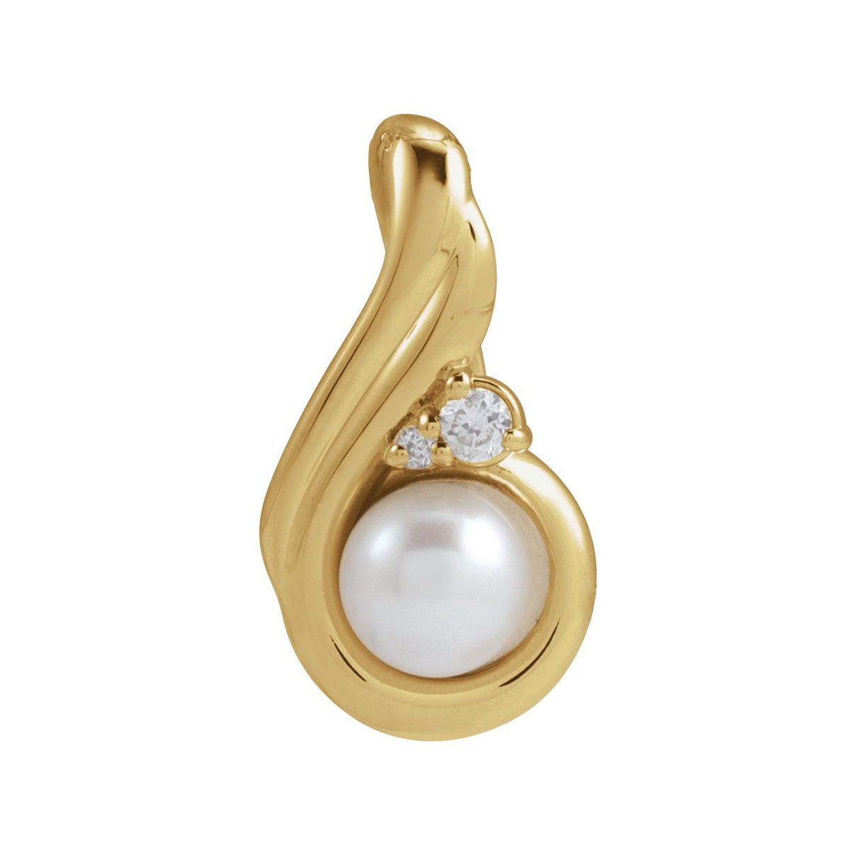 14K Yellow Gold Cultured Akoya Pearl & .04 CTW :: 0.04 CTW Pendant